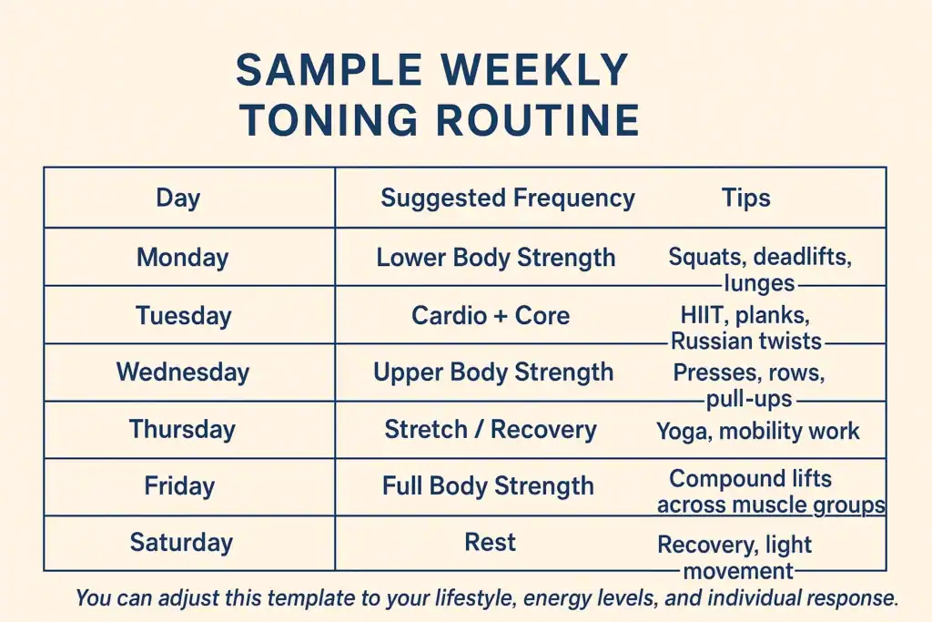 Weekly exercise Weybridge plan graphic