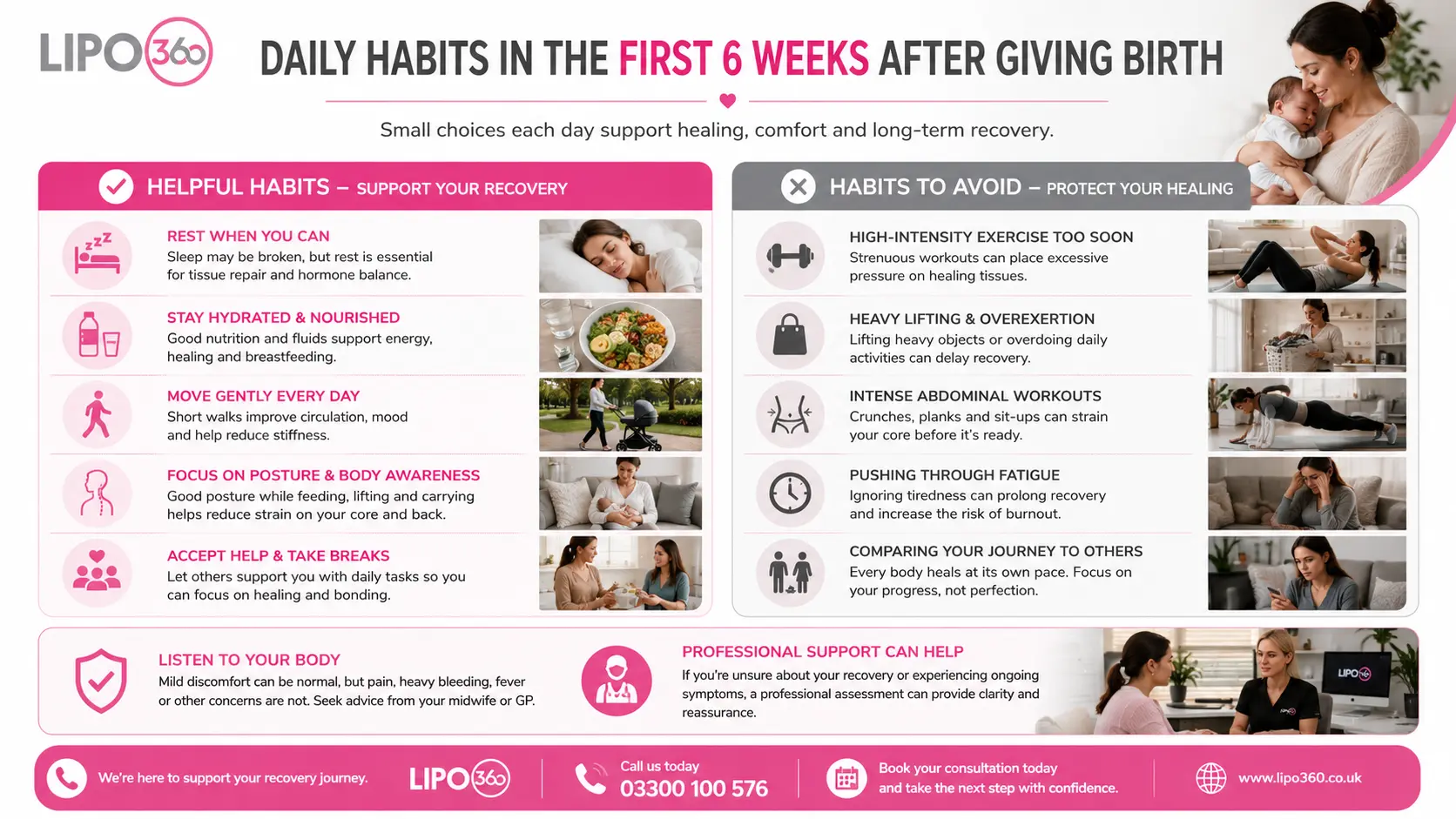 What to Do (and Avoid) in the First 6 Weeks After Giving Birth To Avoid Diastasis Recti 3 First 6 Weeks After Giving Birth To Avoid Diastasis Recti Weybridge : Daily Habits in the First 6 Weeks After Giving Birth